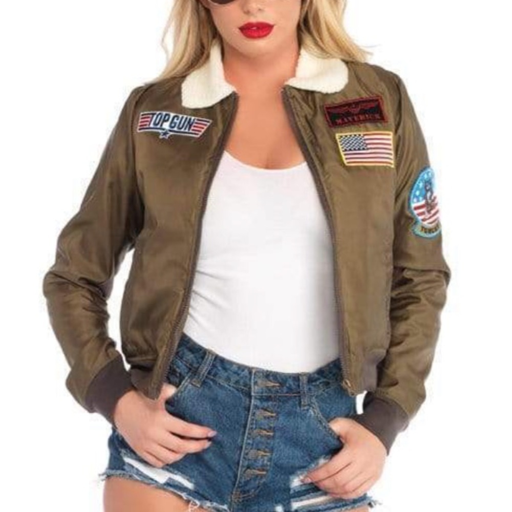 Leg Avenue Top Gun Nylon Bomber Jacket Adult Costume Size Large